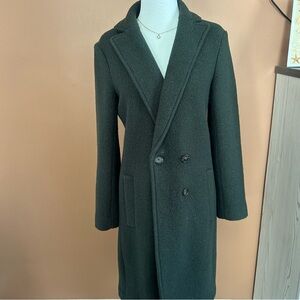 J. Crew Double Breasted Italian Boiled Wool Coat Dark Olive Green Size 0